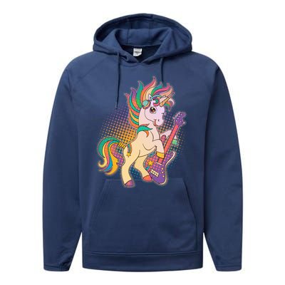 Retro Rocker Rainbow Unicorn Performance Fleece Hoodie