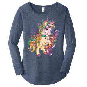 Retro Rocker Rainbow Unicorn Women's Perfect Tri Tunic Long Sleeve Shirt