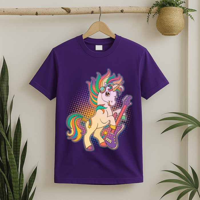 Retro Rocker Rainbow Unicorn T-Shirt