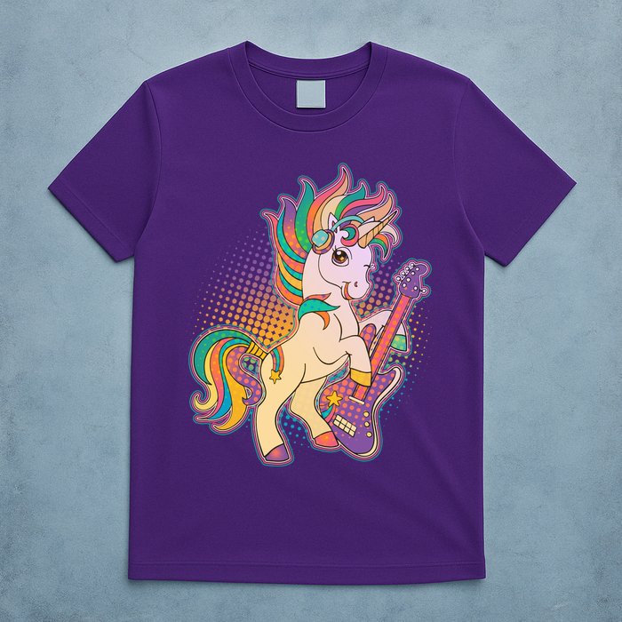 Retro Rocker Rainbow Unicorn T-Shirt