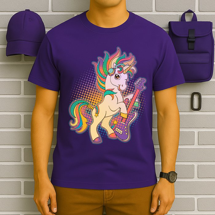 Retro Rocker Rainbow Unicorn T-Shirt