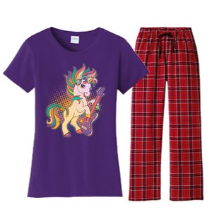 Retro Rocker Rainbow Unicorn Women's Flannel Pajama Set