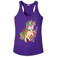 Retro Rocker Rainbow Unicorn Ladies PosiCharge Competitor Racerback Tank