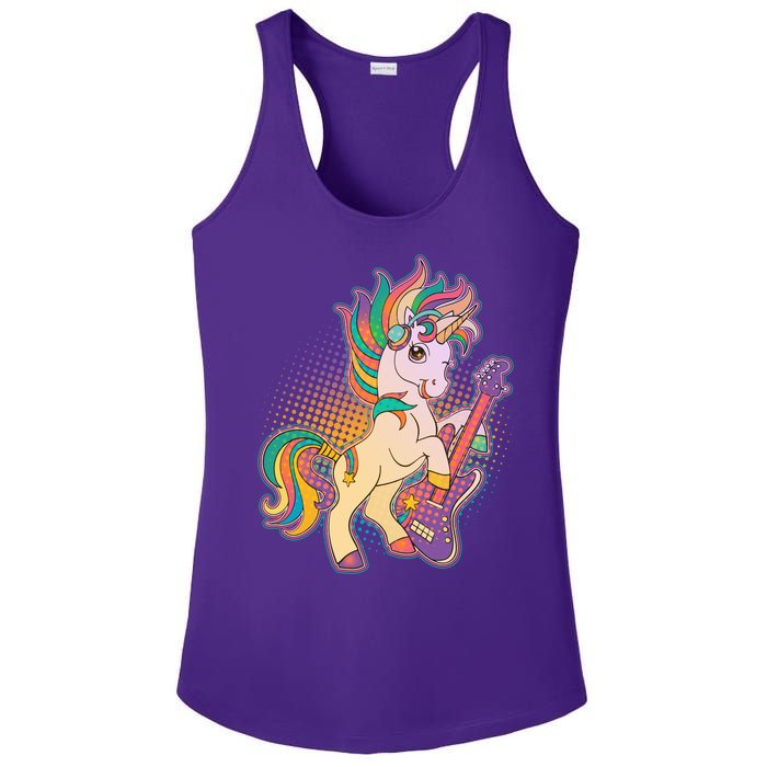 Retro Rocker Rainbow Unicorn Ladies PosiCharge Competitor Racerback Tank