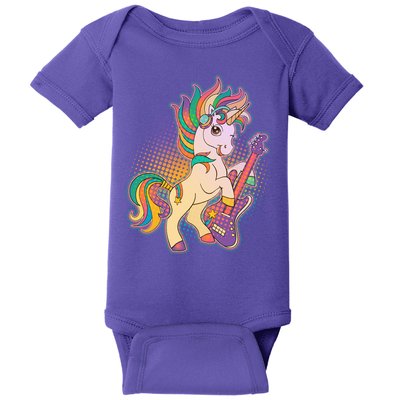 Retro Rocker Rainbow Unicorn Baby Bodysuit