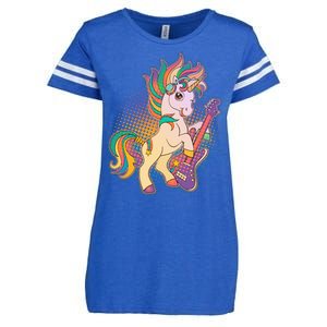 Retro Rocker Rainbow Unicorn Enza Ladies Jersey Football T-Shirt