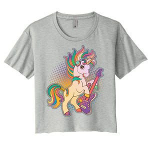 Retro Rocker Rainbow Unicorn Women's Crop Top Tee