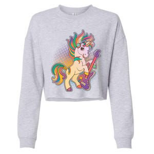 Retro Rocker Rainbow Unicorn Cropped Pullover Crew