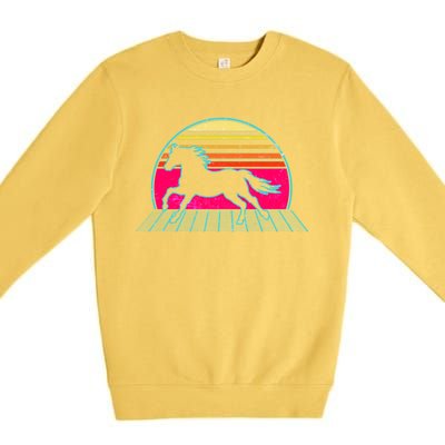 Retro Running Horse Silhouette Premium Crewneck Sweatshirt