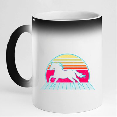 Retro Running Horse Silhouette 11oz Black Color Changing Mug