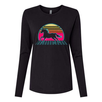 Retro Running Horse Silhouette Womens Cotton Relaxed Long Sleeve T-Shirt