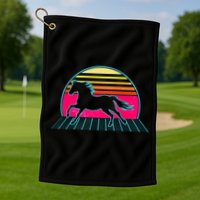Retro Running Horse Silhouette Golf Towel