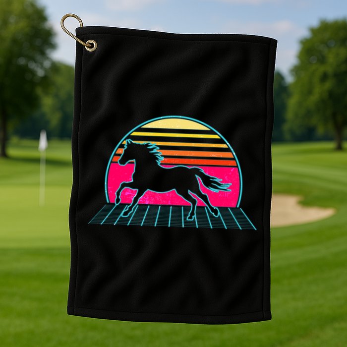 Retro Running Horse Silhouette Golf Towel
