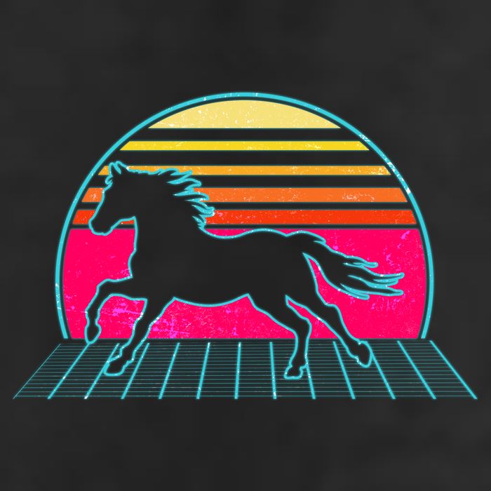 Retro Running Horse Silhouette Golf Towel