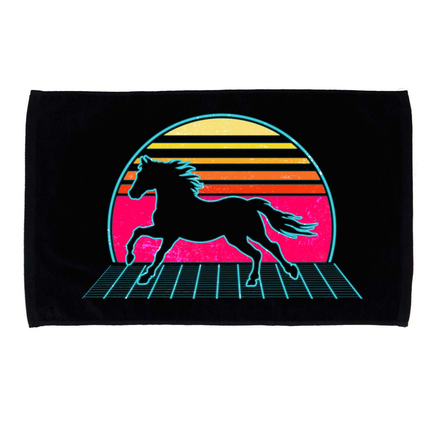 Retro Running Horse Silhouette Microfiber Hand Towel