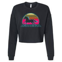 Retro Running Horse Silhouette Cropped Pullover Crew