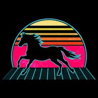 Retro Running Horse Silhouette Cropped Pullover Crew