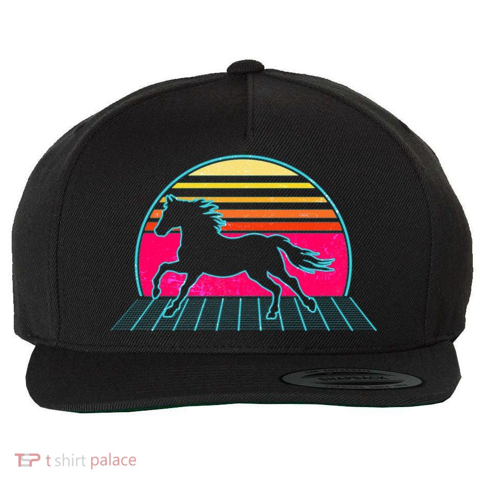 Retro Running Horse Silhouette Wool Snapback Cap
