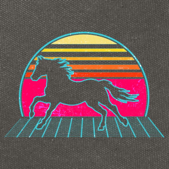 Retro Running Horse Silhouette Cotton Canvas Backpack