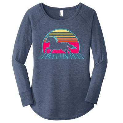 Retro Running Horse Silhouette Women's Perfect Tri Tunic Long Sleeve Shirt