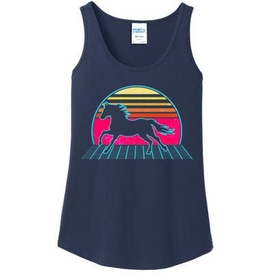 Retro Running Horse Silhouette Ladies Essential Tank