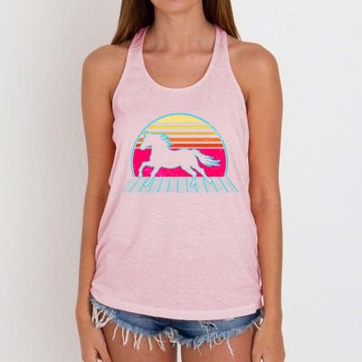 Retro Running Horse Silhouette Women's Knotted Racerback Tank