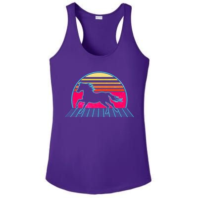 Retro Running Horse Silhouette Ladies PosiCharge Competitor Racerback Tank