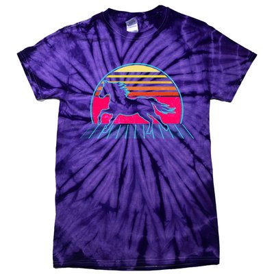 Retro Running Horse Silhouette Tie-Dye T-Shirt