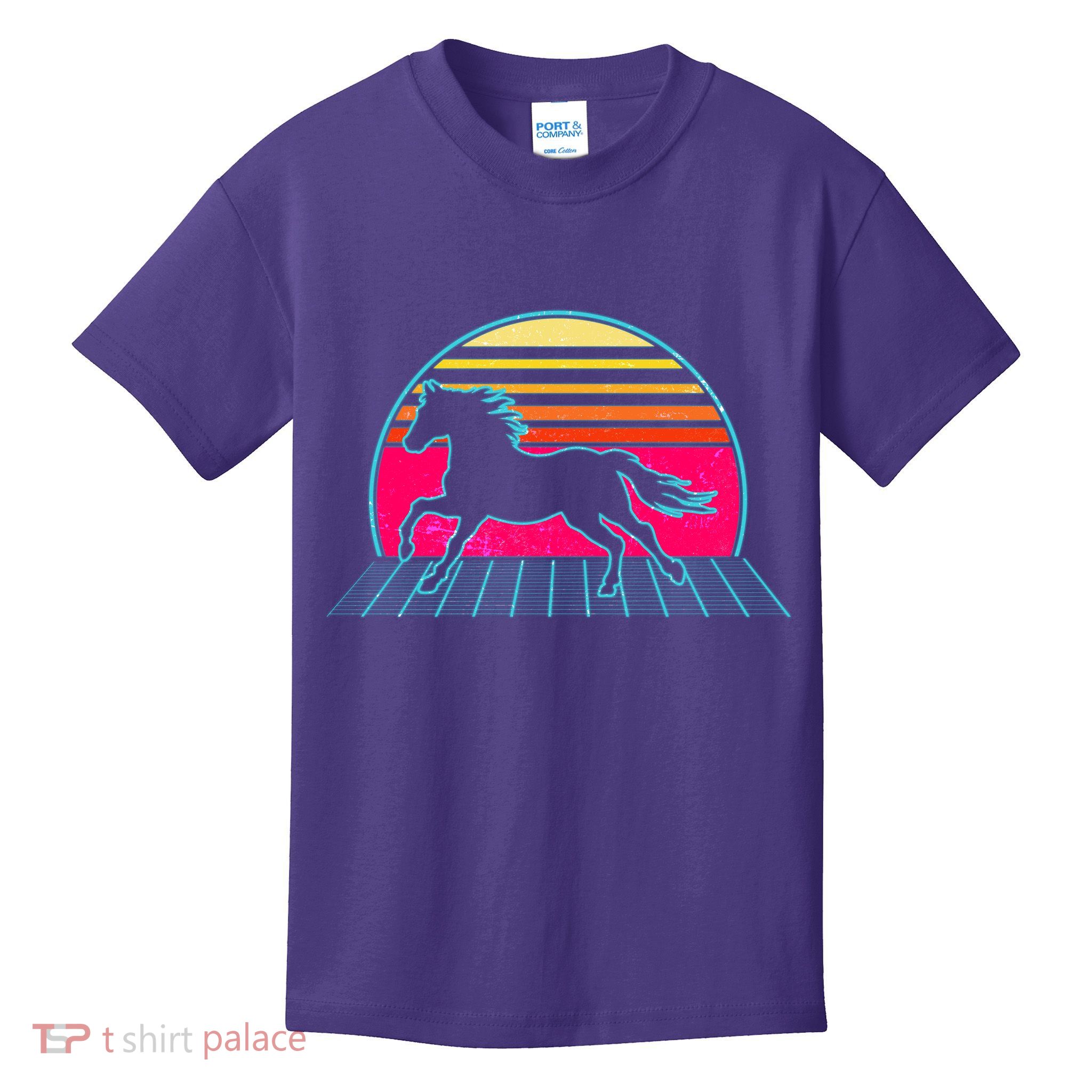 Retro Running Horse Silhouette Kids T-Shirt