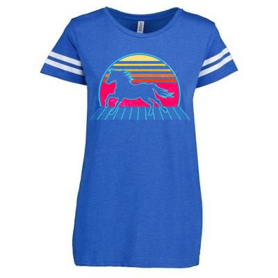 Retro Running Horse Silhouette Enza Ladies Jersey Football T-Shirt