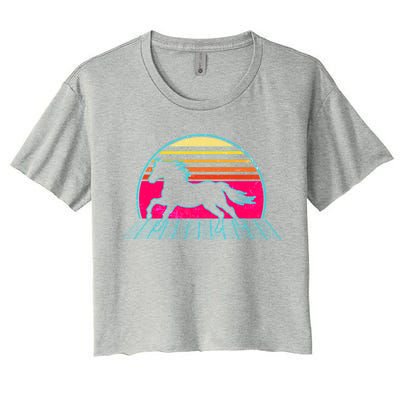 Retro Running Horse Silhouette Women's Crop Top Tee