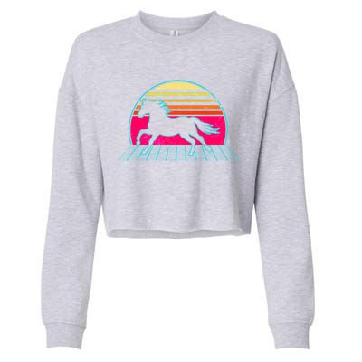 Retro Running Horse Silhouette Cropped Pullover Crew