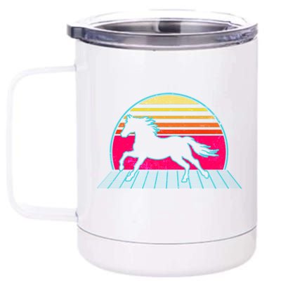 Retro Running Horse Silhouette 12 oz Stainless Steel Tumbler Cup