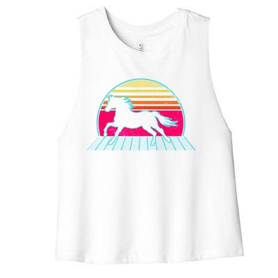 Retro Running Horse Silhouette Women's Racerback Cropped Tank