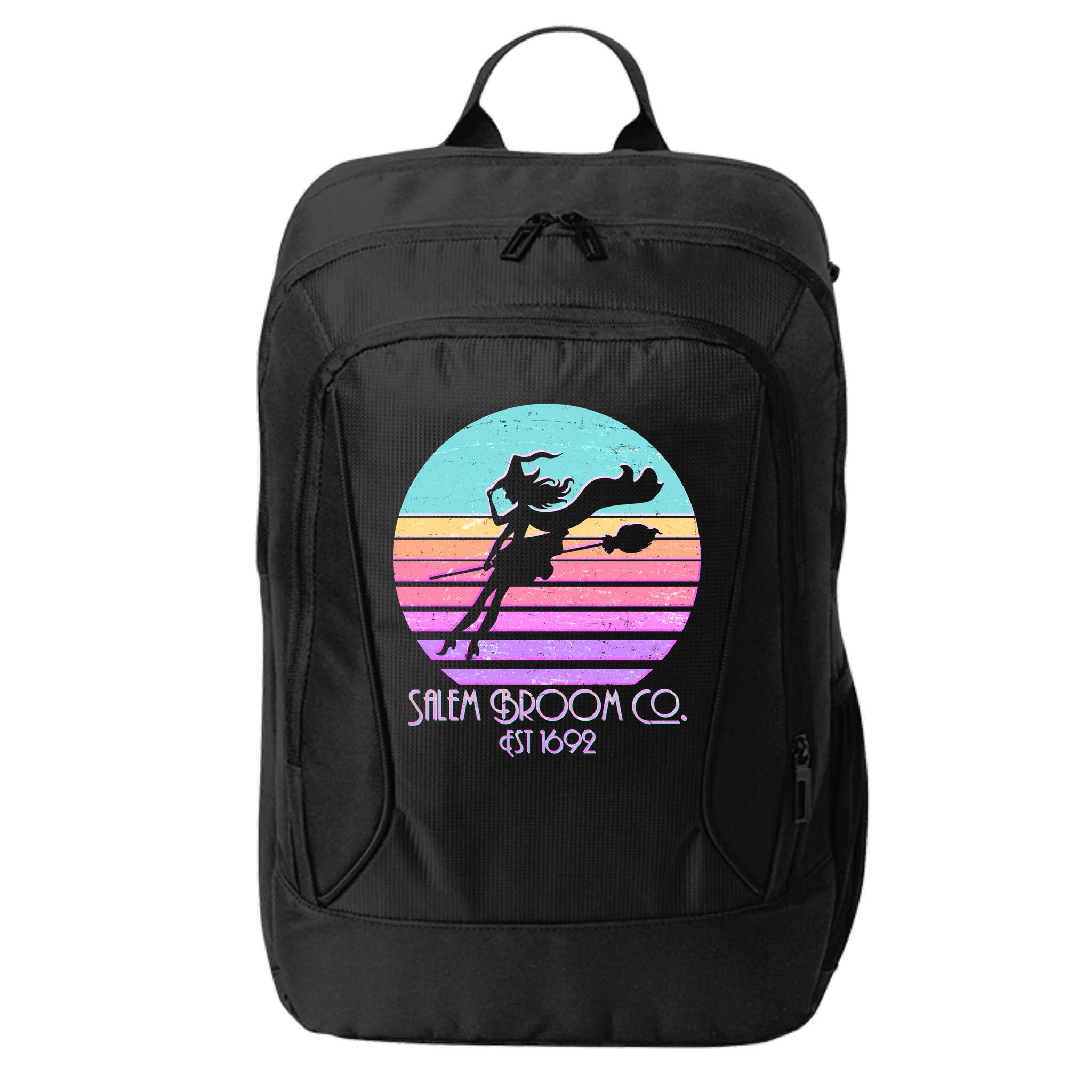 Retro Salem Broom Co. Est 1692 Halloween City Backpack