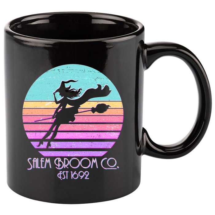 Retro Salem Broom Co. Est 1692 Halloween 11oz C Handle Ceramic Mug