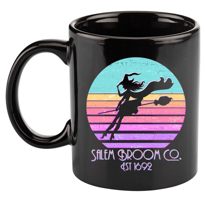 Retro Salem Broom Co. Est 1692 Halloween 11oz C Handle Ceramic Mug