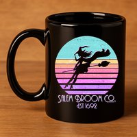 Retro Salem Broom Co. Est 1692 Halloween 11oz C Handle Ceramic Mug