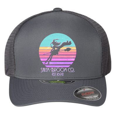 Retro Salem Broom Co. Est 1692 Halloween Flexfit Unipanel Trucker Cap