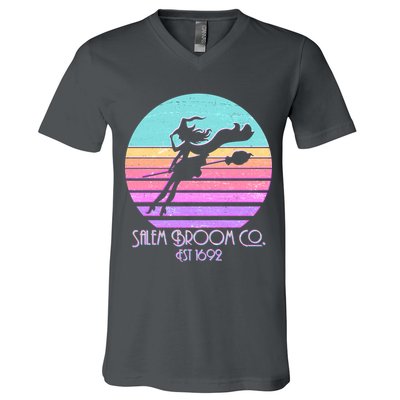 Retro Salem Broom Co. Est 1692 Halloween V-Neck T-Shirt