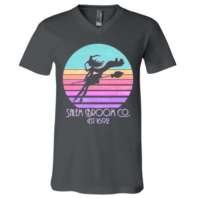 Retro Salem Broom Co. Est 1692 Halloween V-Neck T-Shirt