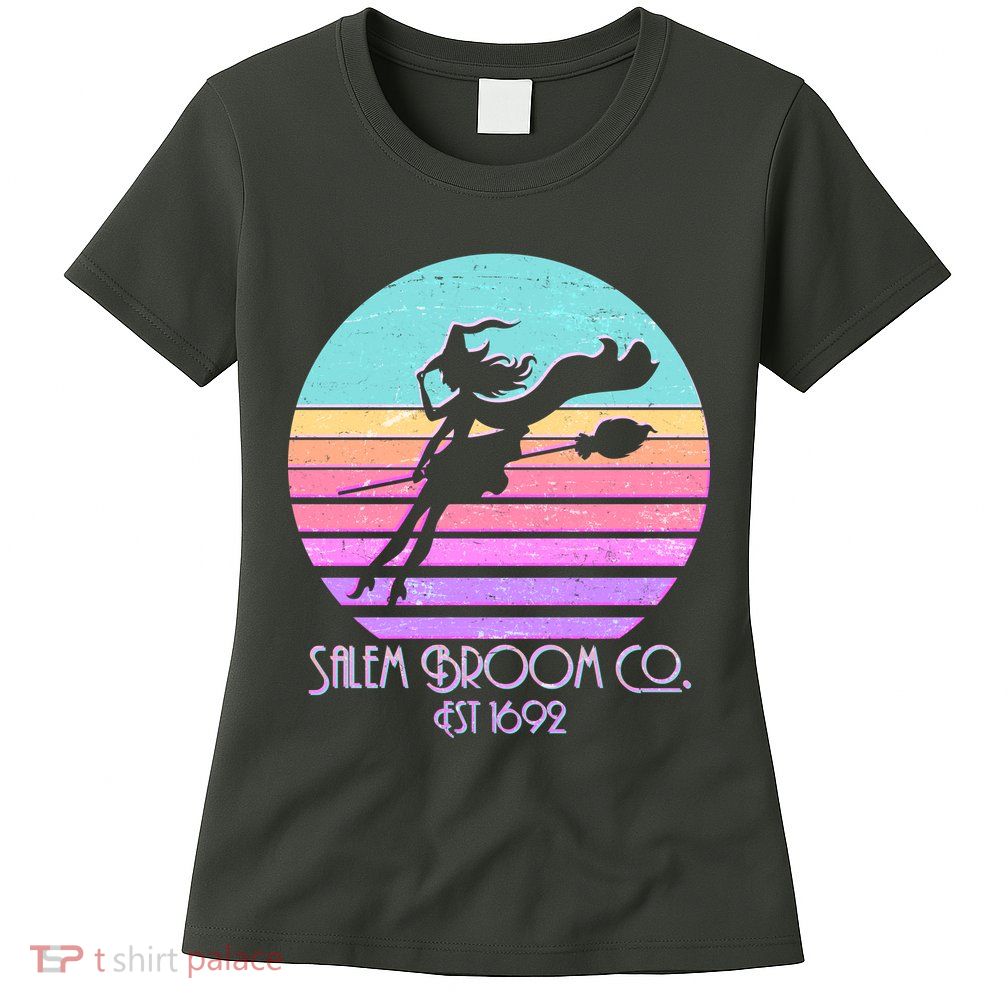 Retro Salem Broom Co. Est 1692 Halloween Womens T-Shirt