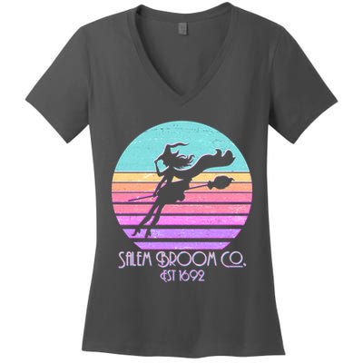 Retro Salem Broom Co. Est 1692 Halloween Women's V-Neck T-Shirt