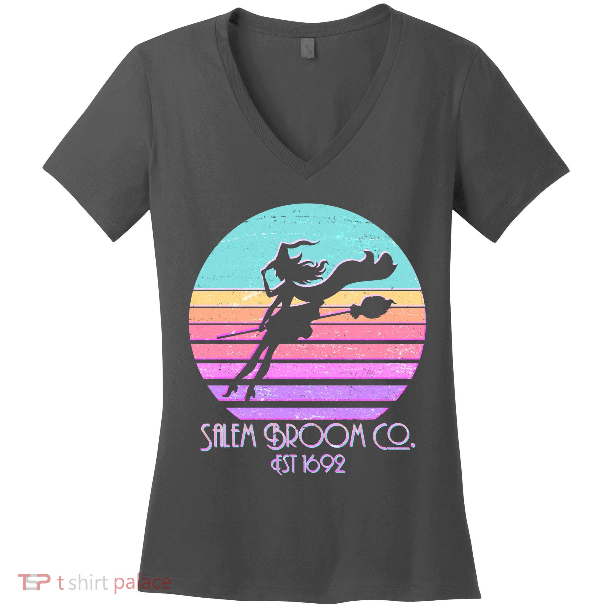 Retro Salem Broom Co. Est 1692 Halloween Women's V-Neck T-Shirt