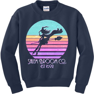 Retro Salem Broom Co. Est 1692 Halloween Kids Sweatshirt