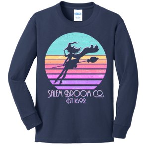 Retro Salem Broom Co. Est 1692 Halloween Kids Long Sleeve Shirt