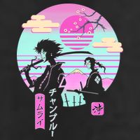 Retro Samurai Chillhop Anime 7 Panel Mesh Trucker Snapback Hat