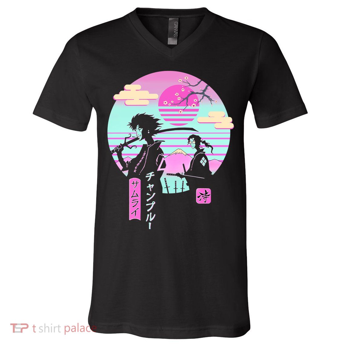 Retro Samurai Chillhop Anime V-Neck T-Shirt