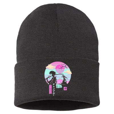 Retro Samurai Chillhop Anime Sustainable Knit Beanie