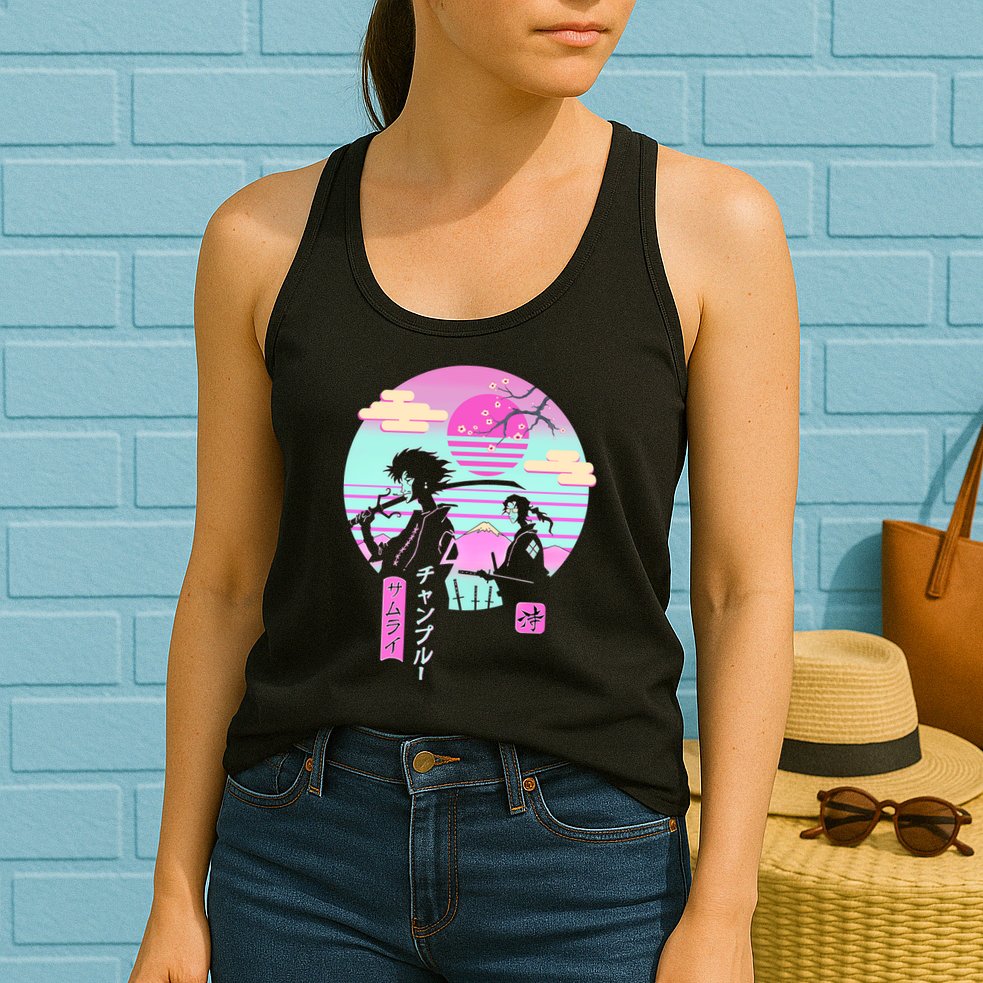 Retro Samurai Chillhop Anime Womens Tank Top